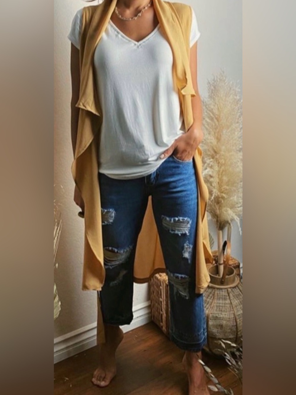 Lightweight Mustard Women's Coverup Vest